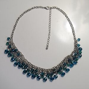 Vintage Silver Necklace with Blue Accents